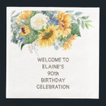 Sunflowers Eucalyptus 90th Birthday Paper Dinner Napkins<br><div class="desc">Sunflowers and eucalyptus birthday party dinner napkins.  Contact me for assistance with customization or to request matching or coordinating products.</div>