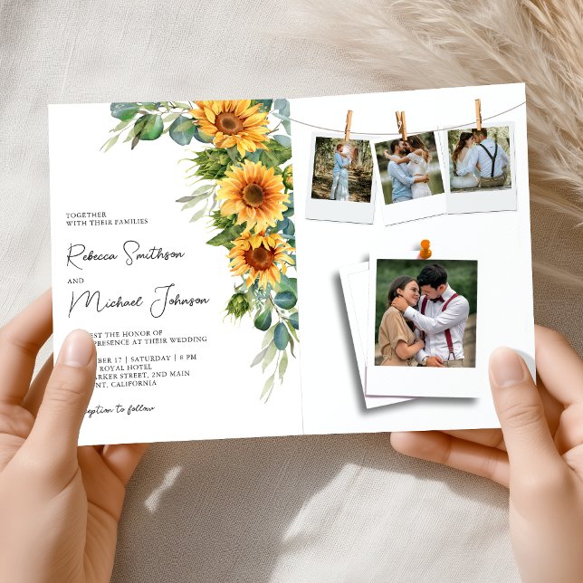 Sunflowers Eucalyptus All in One QR Code Wedding Invitation (Creator Uploaded)