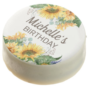 Sunflowers Eucalyptus Birthday Party Name Chocolate Covered Oreo