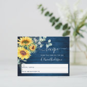Sunflowers Eucalyptus Bridal Shower Recipe Card (Standing Front)