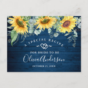 Sunflowers Eucalyptus Bridal Shower Recipe Card