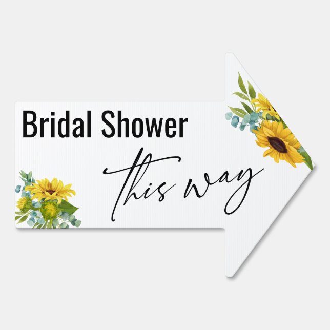 Sunflowers & Eucalyptus Bridal Shower This Way Sign (Back)