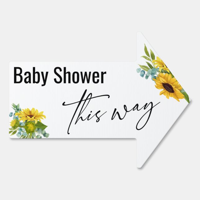 Sunflowers & Eucalyptus Bridal Shower This Way Sign (Back)