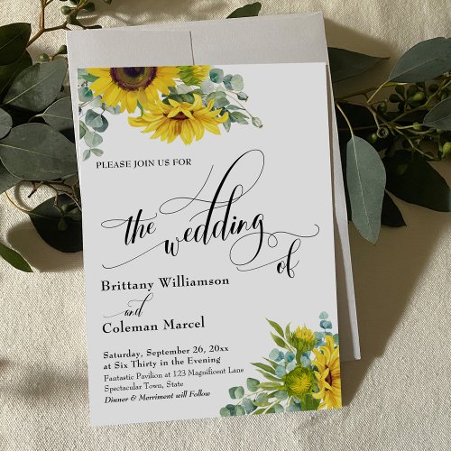 Sunflowers Eucalyptus Calligraphy The Wedding Of Invitation