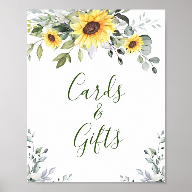 Sunflowers Eucalyptus Cards and Gifts Wedding Sign (Front)