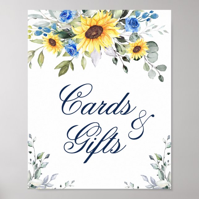 Sunflowers Eucalyptus Cards and Gifts Wedding Sign (Front)