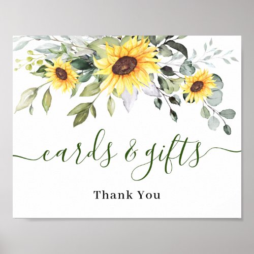 Sunflowers Eucalyptus Cards  Gifts Wedding Sign
