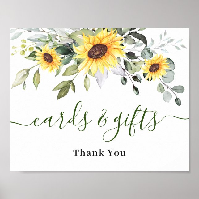 Sunflowers Eucalyptus Cards & Gifts Wedding Sign (Front)