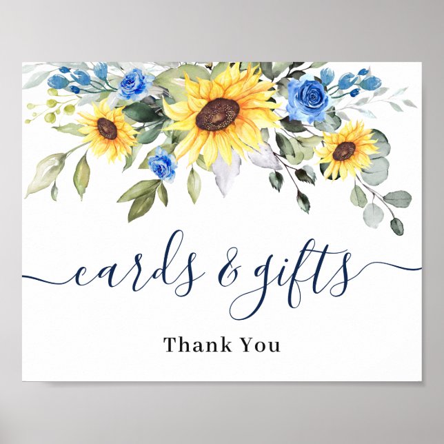 Sunflowers Eucalyptus Cards & Gifts Wedding Sign (Front)
