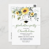 Sunflowers Eucalyptus Graduation Party Invitation Postcard (Front/Back)