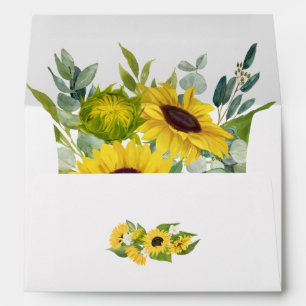 Sunflowers & Eucalyptus Greenery Wedding Envelope