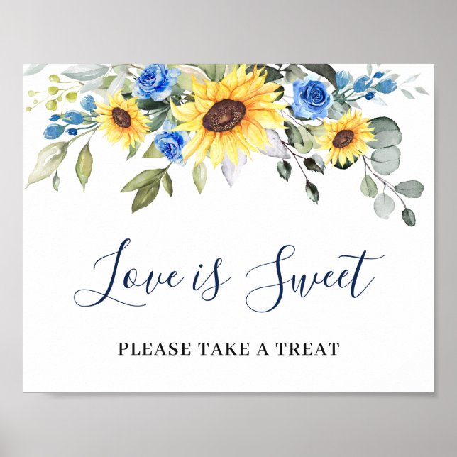 Sunflowers Eucalyptus Love is Sweet Wedding Sign (Front)