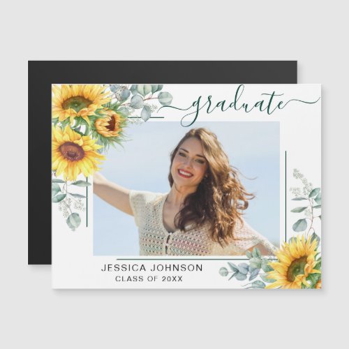 Sunflowers Eucalyptus PHOTO Grad Magnetic Card