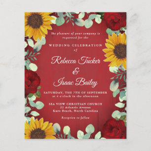 Sunflowers Eucalyptus Red Rose Wood Budget Wedding