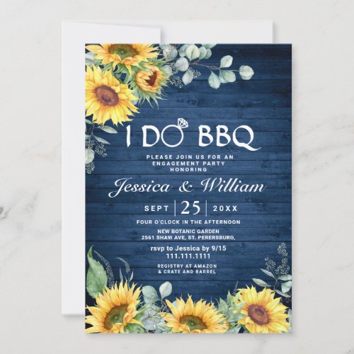 Sunflowers Eucalyptus Rustic Engagement Party Invitation