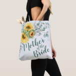 Sunflowers Eucalyptus Rustic  Mother of the Bride Tote Bag<br><div class="desc">Sunflowers Eucalyptus Rustic "mother of the groom" script and custom name on the back, elegant and romantic, great personalized gifts for mother of the groom. For further customization, please click the "customize further" link and use our design tool to modify this template. If you need help or matching items, please...</div>