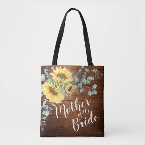 Sunflowers Eucalyptus Rustic  Mother of the Bride Tote Bag