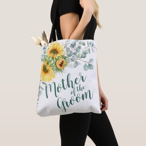 Sunflowers Eucalyptus Rustic  Mother of the Groom Tote Bag