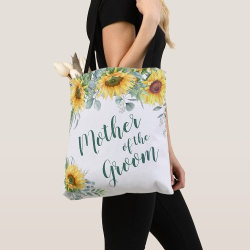Sunflowers Eucalyptus Rustic  Mother of the Groom Tote Bag
