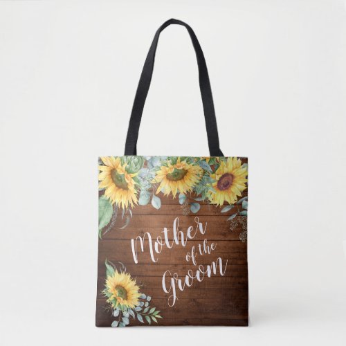 Sunflowers Eucalyptus Rustic  Mother of the Groom Tote Bag