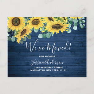 Sunflowers Eucalyptus Rustic Moving Announcement Postcard