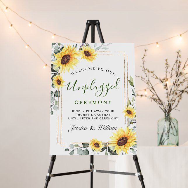 Sunflowers Eucalyptus Unplugged Wedding Ceremon Foam Board (In Situ (Stand))