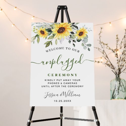 Sunflowers Eucalyptus Unplugged Wedding Ceremony Foam Board