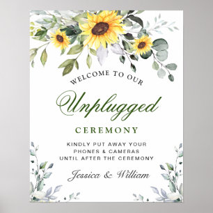 Sunflowers Eucalyptus Unplugged Wedding Ceremony Poster