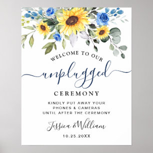 Sunflowers Eucalyptus Unplugged Wedding Ceremony Poster