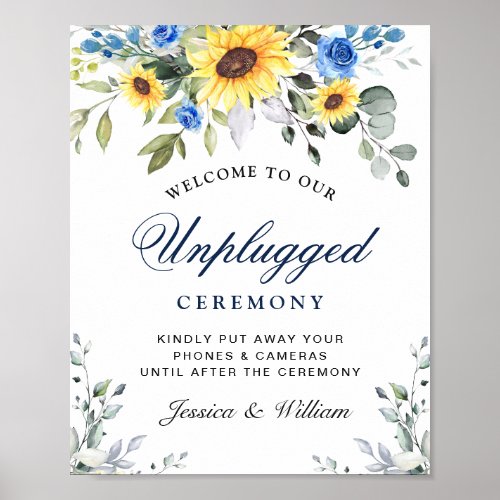 Sunflowers Eucalyptus Unplugged Wedding Ceremony Poster