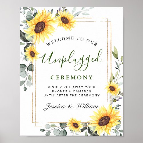 Sunflowers Eucalyptus Unplugged Wedding Ceremony Poster
