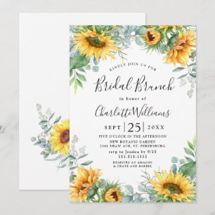 Sunflowers Eucalyptus Watercolor Bridal Brunch Invitation