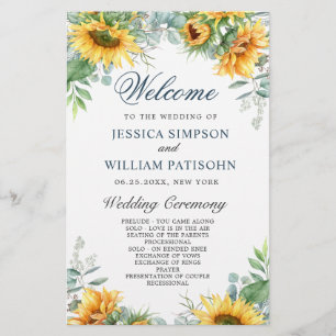 Sunflowers Eucalyptus Wedding Ceremony Program