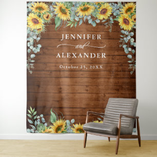 Sunflowers Eucalyptus Wedding Photo Booth Backdrop
