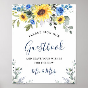 Sunflowers Eucalyptus Wedding Sign Our Guestbook