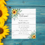 Sunflowers eucalyptus wedding wood program details flyer
