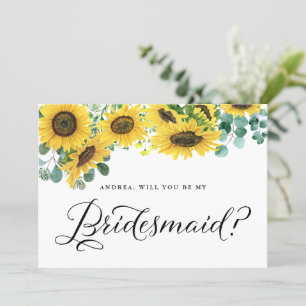 Sunflowers & Eucalyptus Will You Be My Bridesmaid