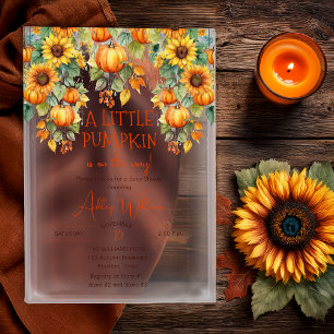 Sunflowers Fall A Little Pumpkin Baby Shower Acrylic Invitations