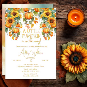 Sunflowers Fall A Little Pumpkin Baby Shower Foil Invitation