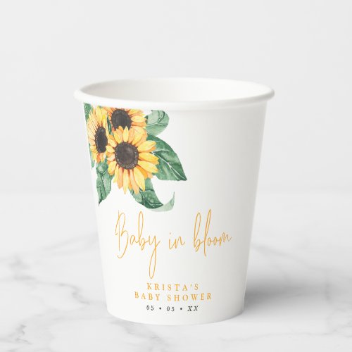 Sunflowers Fall Baby In Bloom Baby Shower Paper Cups