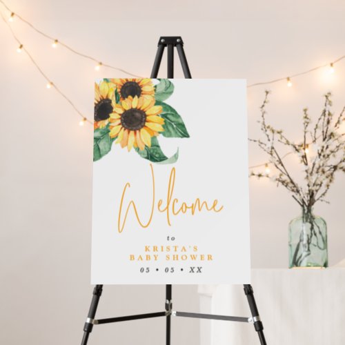 Sunflowers Fall Baby Shower Welcome Foam Board