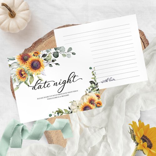 Sunflowers Fall Bridal Shower Date Night Cards