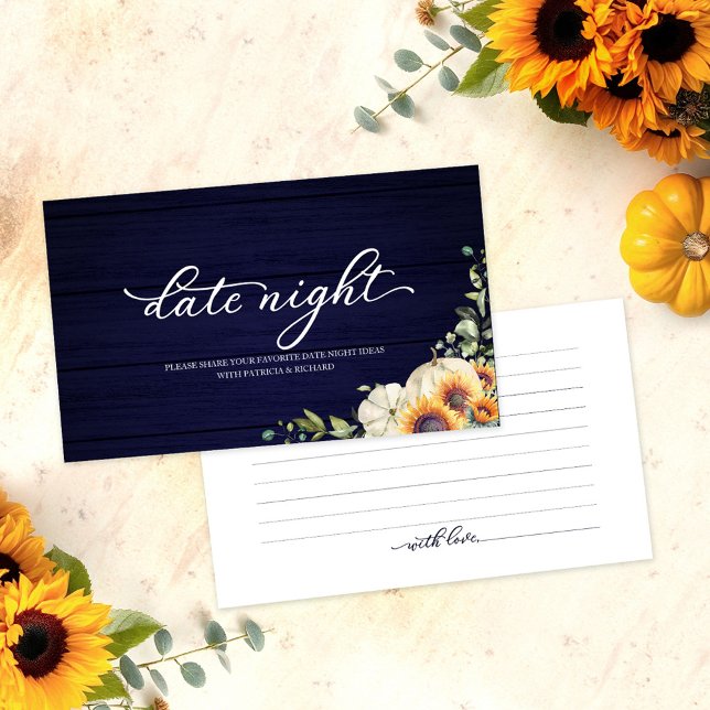 Sunflowers Fall Bridal Shower Date Night Cards (Creator Uploaded)