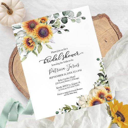 Sunflowers Fall Budget Bridal Shower Invitation