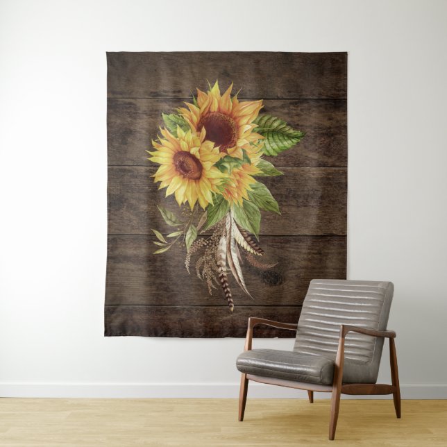 Sunflowers Fall Photo Textured Wedding Backdrop (In Situ)