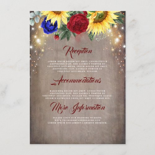 Sunflowers Fall Wedding Details Enclosure Card