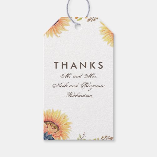 Sunflowers Fall Wedding Gift Tags