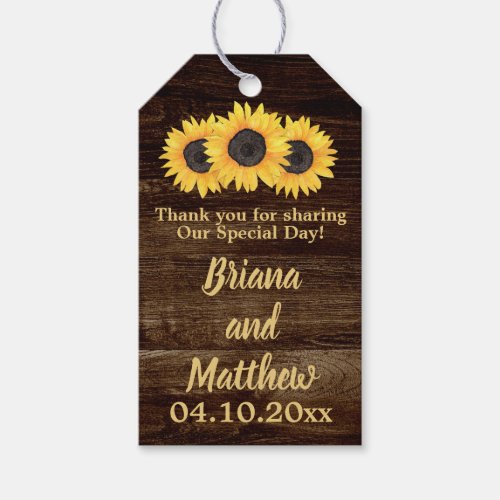 Sunflowers Favors Gift Tags Wood Rustic Country