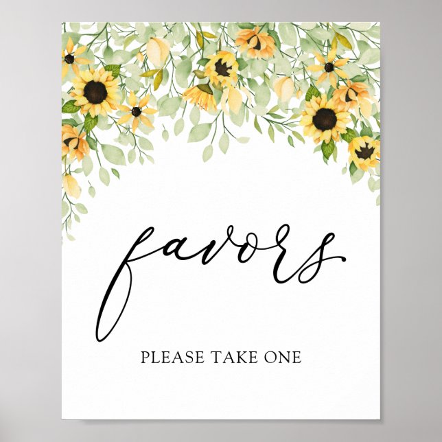 Sunflowers Favors Sign (Front)