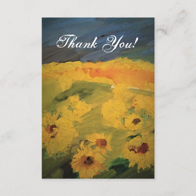 Sunflowers Field  Art, Thank You Card (Front)